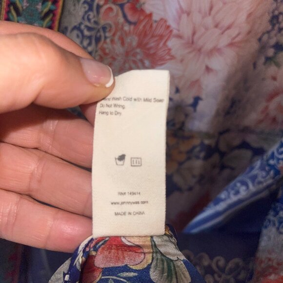 Johnny Was Womens Kimono Size XL Multicolor Blati Floral Side Slits Pure Silk - Picture 10 of 15